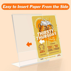 3 Pack Acrylic Sign Holder 8.5×11 Inches, Clear Display Holder, L-Shape Vertical