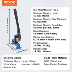 VEVOR 5″ Manual Hand Plate Shear Benchtop Cutter Metal Sheet Processing Q235
