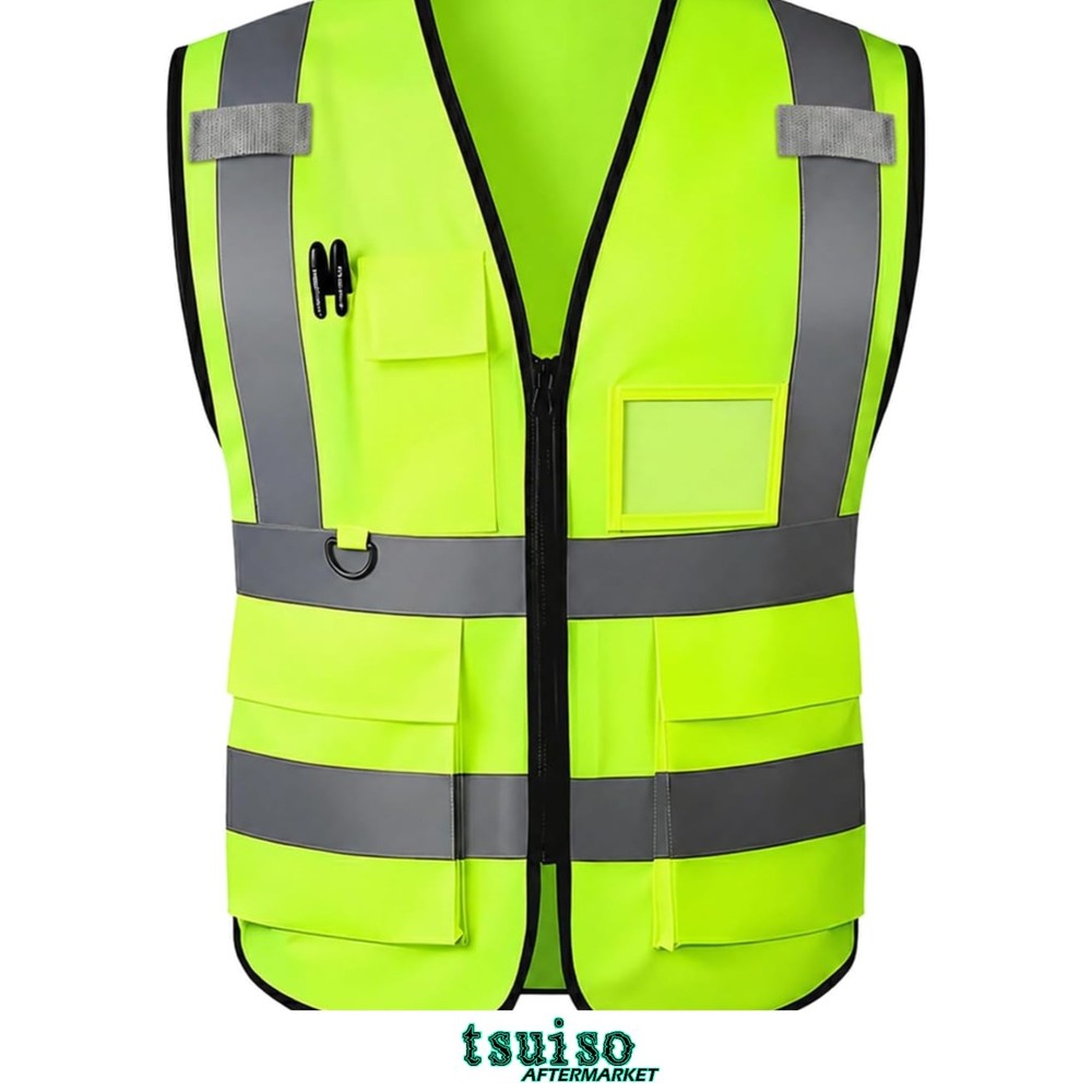 Reflective Safety Vest with Zipper & 5 Pockets – High Visibility for All Seasons