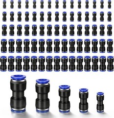 100 Pcs Quick Connect Air Hose Fittings, 5 Sizes Air Line Push to Connect Fit…
