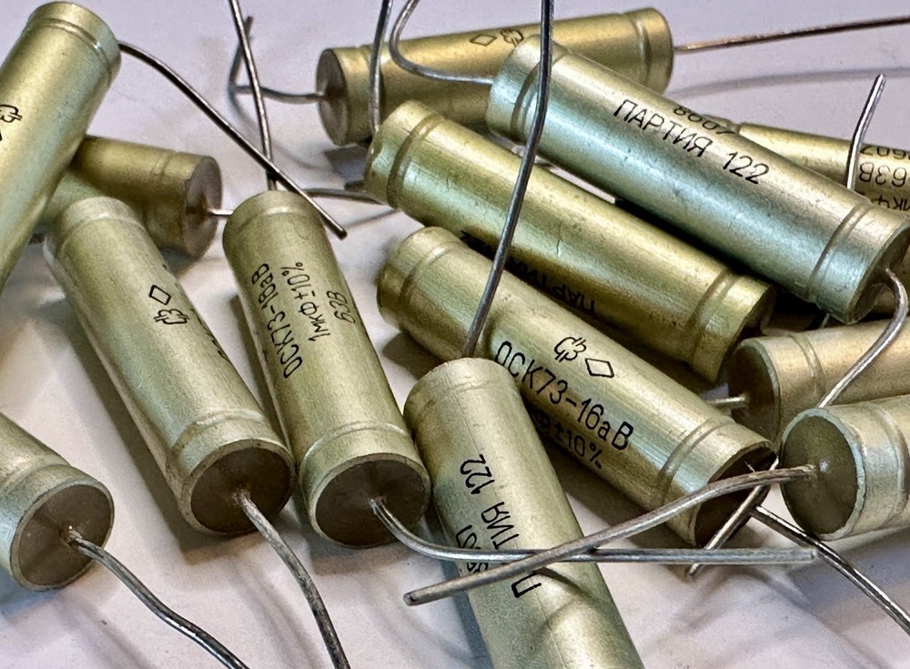 38x Foton K73-16aV 1uF 63V 10% PETP Film Capacitors OS NOS USSR 1986