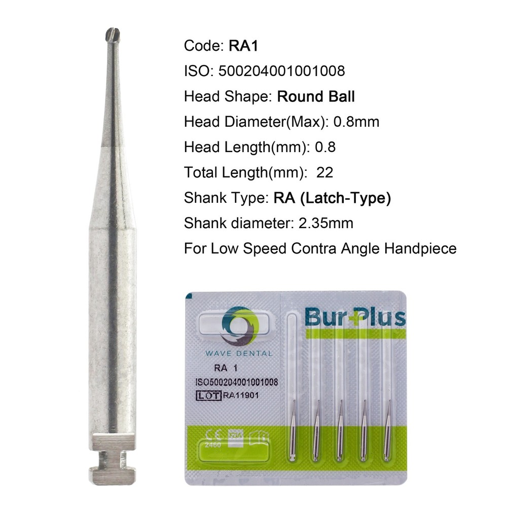 WAVE Dental Round Burs Latch Carbide Bur Slow Speed RA 1 2 3 4 5 6 7 8 2.35mm