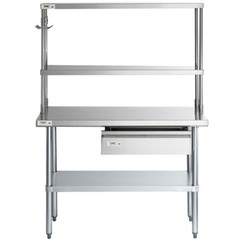 12″W x 48″D x 32″H Stainless Steel Double Deck Overshelf For Work Prep Tables