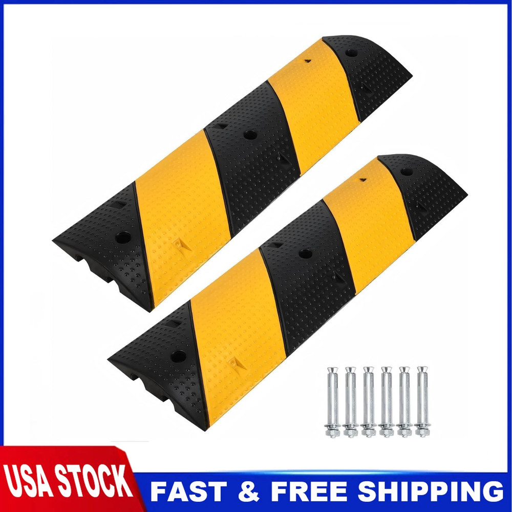 💎2 Pk Rubber Speed Bump Heavy Duty 2 Channel Modular Cable Protector Ramp 25000