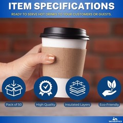 Coffee Cup Sleeves, Corrugated Coffee Sleeves for 10 oz, 12 oz & 16 oz Cups,