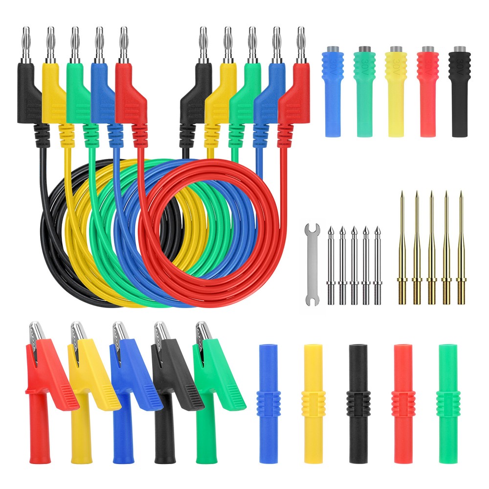30pcs Multimeter Test Lead Kit 4mm Banana Plugs Probes Alligator Clips Wire Tool