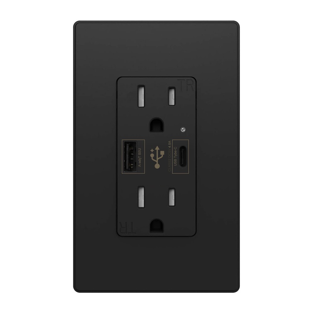 Micmi USB C Outlet , Smart 4.8A ,15 Amp Fast Charging Capability UL Listed,Black