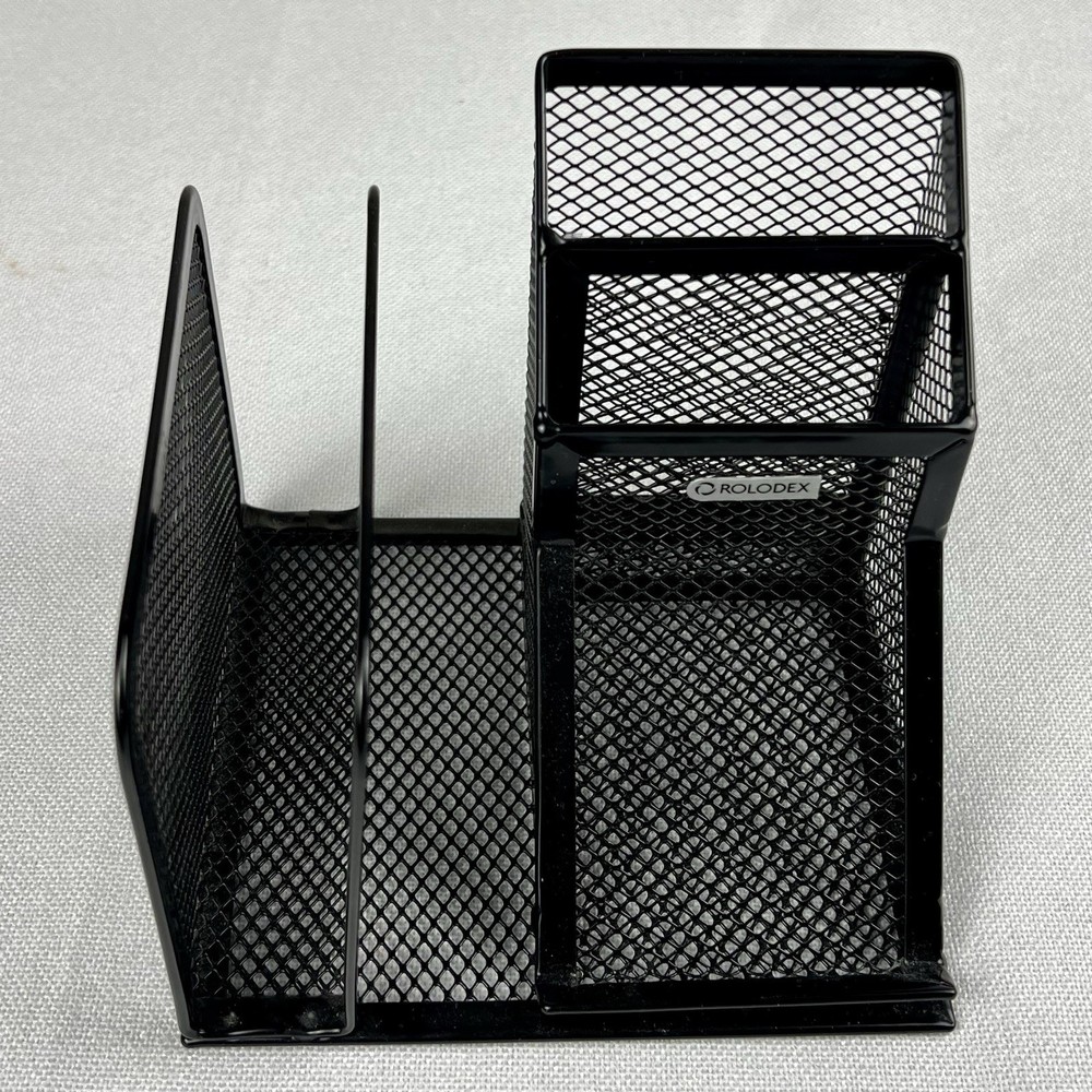Rolodex Black Wire Mesh Multipurpose Desk Organizer 4 Compartment Contemporary