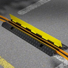 VEVOR Cable Protector Ramp Rubber Cord Cover 22000 lbs/axle Capacity 2 Channel