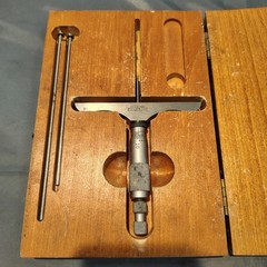 The L S Starrett Co. No. 445 Depth Micrometer 0 – 3″ With Wooden Box Vintage