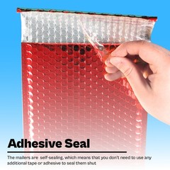 7″ x 6.75″ Glamour Metallic Red Poly Bubble Mailers Padded Envelope Bags 250