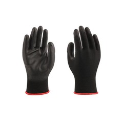 WOLF Ultra-Thin Black Work Gloves Polyurethane Palm Coated Nylon Shell 12 Pairs