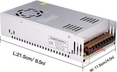 Compact 360W AC to DC Adapter with Adjustable Voltage for Electronics Safety