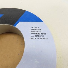 Norton 12″ OD x 1″ Thick 38A60-IVBE Tool Room Grinding Wheel 2070RPM 3″ Arbor