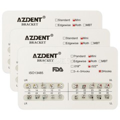 AZDENT Orthodontic Dental Brackets Braces Mini Roth Slot.022 Hooks 3 Metal
