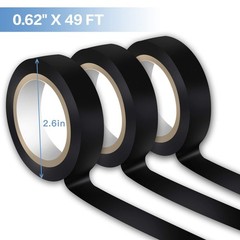 3PCS Black Electrical Tape: Flame Retardant & Waterproof, 0.62 in X 49 ft
