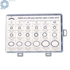 1020-Piece Nitrile Rubber O-Ring Assortment, 20 Sizes Resists Oil and Heat