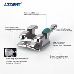AZDENT Dental Orthodontic MIM Monoblock Bracket Braces Mini Roth 018 Hooks 3-4-5