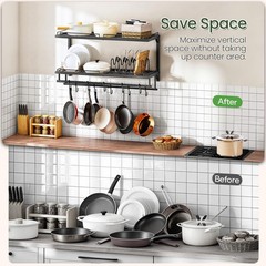 CHOEZON Pot Rack, Wall Mounted Pan Holder, 2-Tier and Large, Black