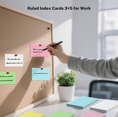 Multi-Color Index Cards 3X5 250 Ct Ruled Flash Cards 50 Pk of 5 Multi-color