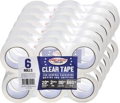Pacific Mailer Clear Packing Tape, 2 Inch Wide, 2.0mil Thickness, 110 Yard Per R