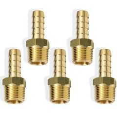 5pcs 3/8″ HOSE BARB X 3/8″ MALE NPT Brass Gas Fuel Water Air Fitting Universal
