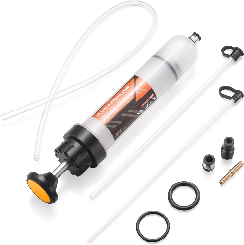 200cc Fluid Extractor, Extraction & Fill Pump, Oil Change Syringe with Hose and