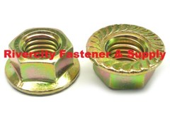 (10) M10-1.25 Steel Zinc Yellow Serrated Hex Flange Nuts M10x1.25 Nut