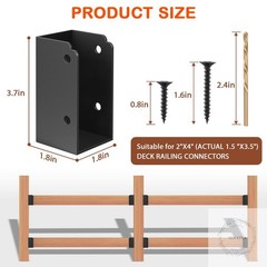 24 Pack Deck Railing Bracket Connectors for 2×4 Wood Posts, Heavy Duty Steel