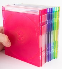 Memorex Multi-Color (5 Colors) Slim CD DVD Disc Jewel Cases Fourteen (14) Total