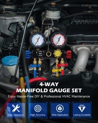 OMT 4 Way AC Gauge Set Professional A/C Manifold Gauge Kit for R410a R22 R134a