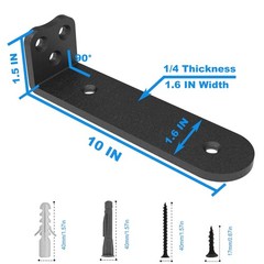 Eurydice Heavy Duty Floating Shelf Brackets, 1/4 in Thick 10 in 6Pack Black |…