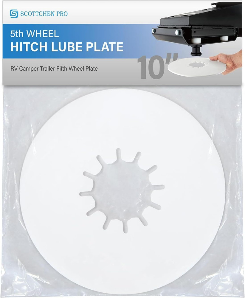 5Th Wheel Hitch Lube Plate 10″ White (1-Pack) – No Grease Mess Solution for RV C