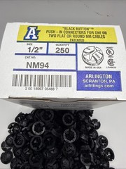 ARLINGTON NM94 1/2” NM CABLE CONNECTORS PUSH-IN ROMEX CLAMP 250 PACK NEW