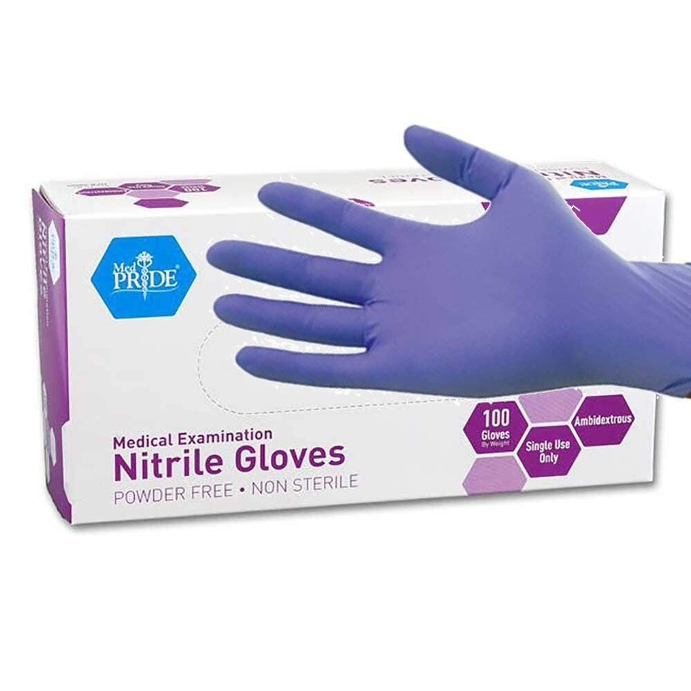 1000 MedPride Powder-Free Nitrile Exam Gloves Large Case of 10 x 100