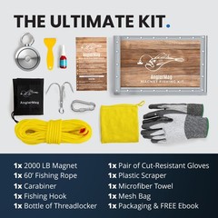 2000 LBS Magnet Fishing Kit AnglerMag Double Sided Magnetic Fishing Complete Kit