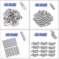 120Pcs Shelf Pins Kit,4 Styles Nickel Plated Shelf Support Pegs,Plated Shelf …