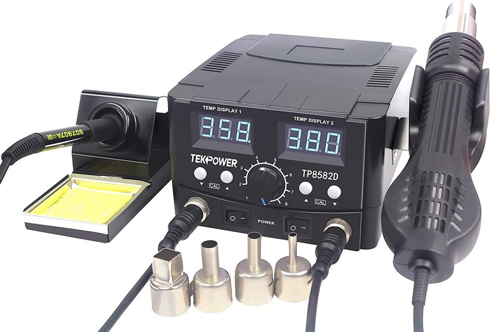 Tekpower TP8582D 2-in-1 70W Soldering Iron and 750W SMD Hot Air Station