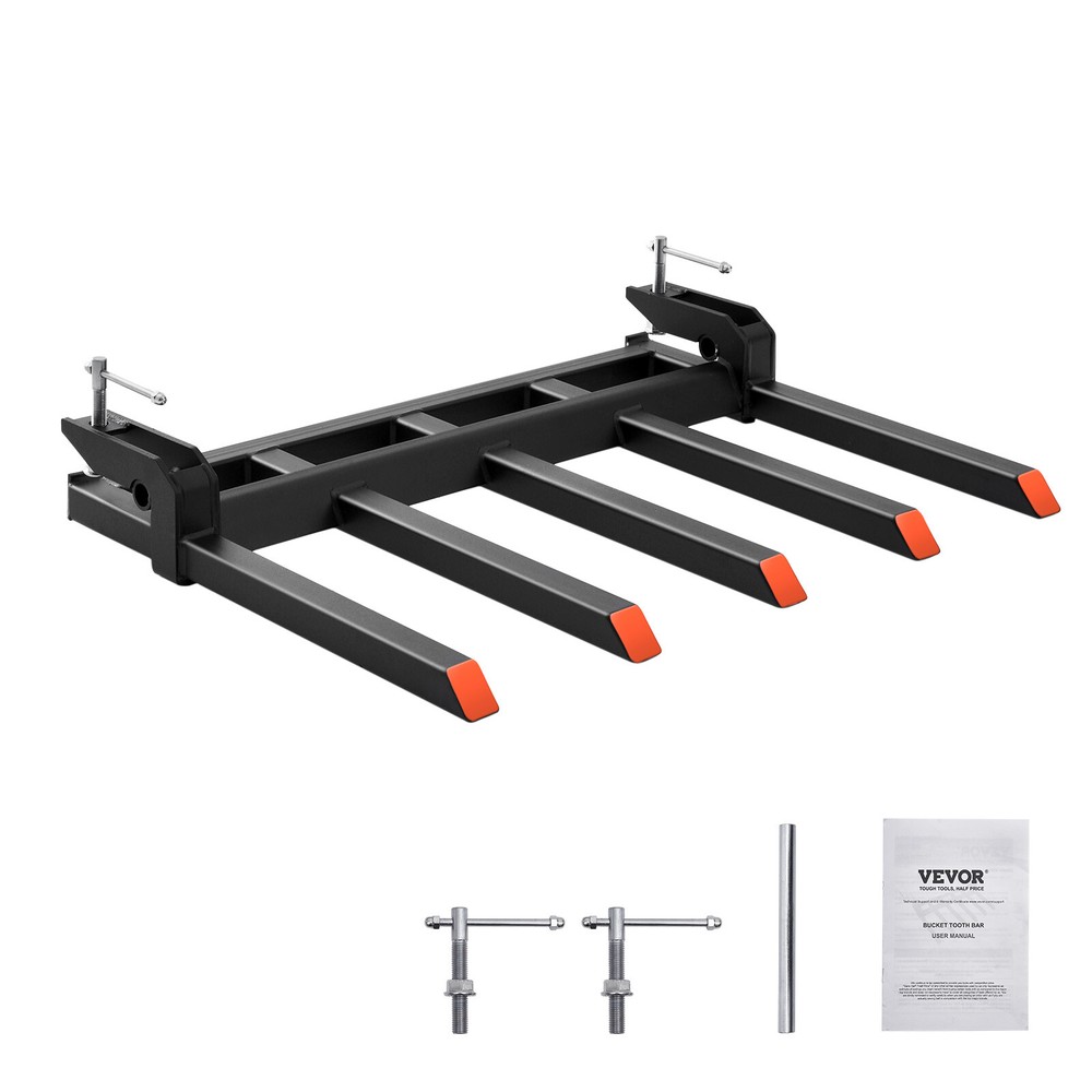 VEVOR Clamp on Debris Pallet Forks to 48″ Bucket 2600 lbs Capacity Heavy Duty