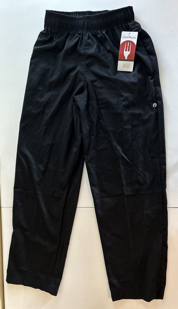 Chef Works Men/Unisex Black Polyester/Cotton Blend Pants Size Medium Brand New