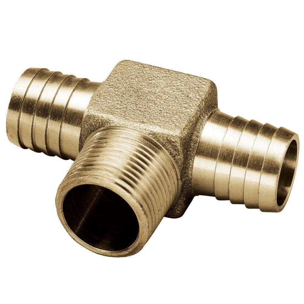 Everbilt 3/4 in. Barb x 3/4 in. MPT Brass Hydrant Insert Tee Fitting