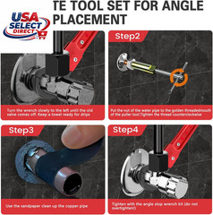 6 Pcs Plumbing Tools Kit with Angle Stop Wrench & 1/2-Inch Compression Sleeve Pu