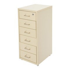 6 Drawer Beige Vertical Metal File Cabinet with Lock and Rolling Wheels for Home
