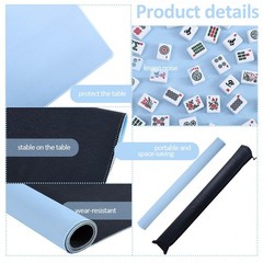 Mahjong Mat with Black Carrying Bag (Light Blue,31.5 inches), Anti Slip and N…