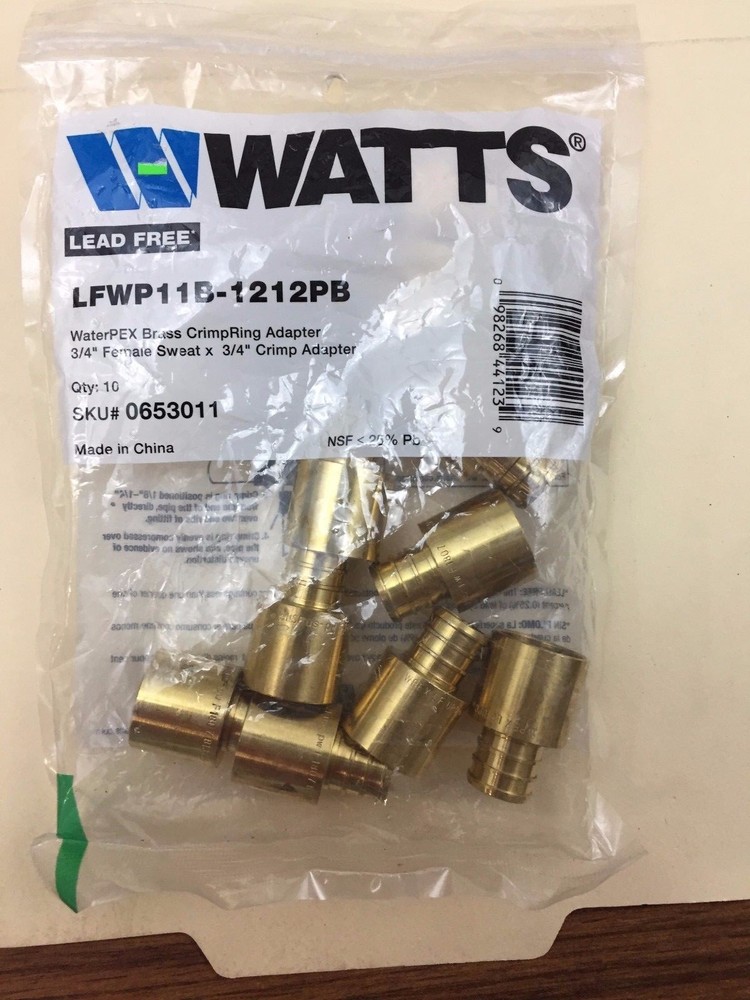 Watts LFWP11B-1212PB 0.75 in. Lead Free Brass Barb Insert x 0.75 in. Female Pipe