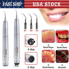 Dental Ultrasonic Air Perio Scaler Handpiece Hygienist 2/4Hole + 3 Tips G1 G2 G4