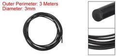 Round Belts 3mm Dia 3 Meters Length Smooth Surface PU Polyurethane Black