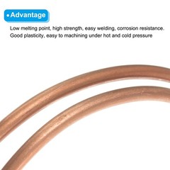Copper Tube 3/16″ OD x 3Ft 1/64″ T Refrigeration Pipe Seamless Hollow Metal Soft