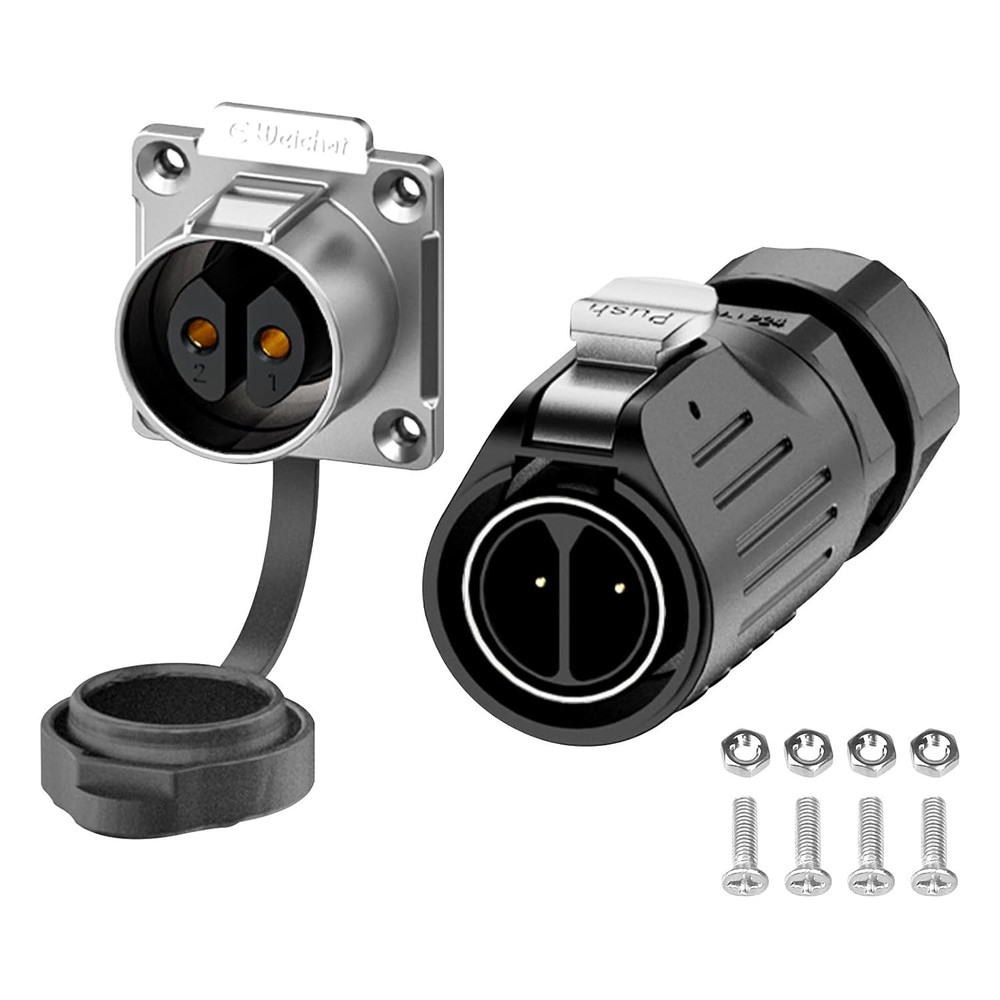 EW-LP24 2 Pin IP68 Industrial Waterproof Connector 30A 500V Aviation Plug Socket