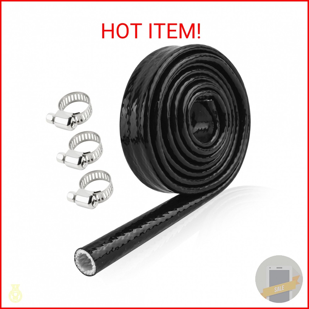 5Ft 3/8″ ID Fuel Line Heat Shield Sleeve,Heat Resistant Wire Heats Shield with 3